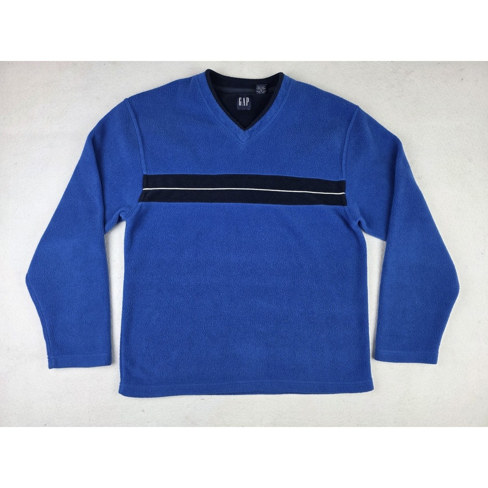 Vintage GAP Blue Stripe Pullover V-Neck L/S Sweater Adult Size Medium Sweatshirt